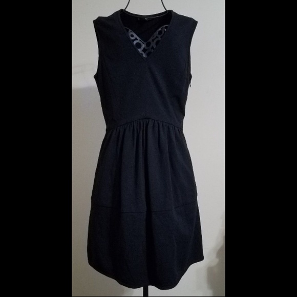 Tibi Ponte V Neck Black Dress Sleeveless Pockets - Picture 2 of 8